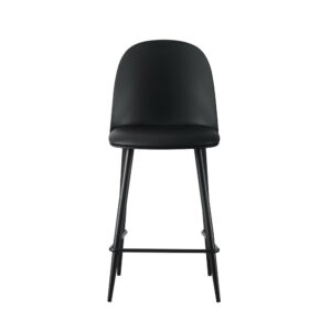 Chaise de comptoir 'Jasmin' Assise PP Coussin PU Noir (2/boîte)