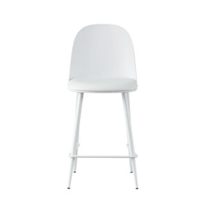 Chaise de comptoir 'Jasmin' Assise PP Coussin PU Blanc (2/boîte)