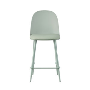 Chaise de comptoir 'Jasmin' Assise PP Coussin PU Gris vert (2/boîte)