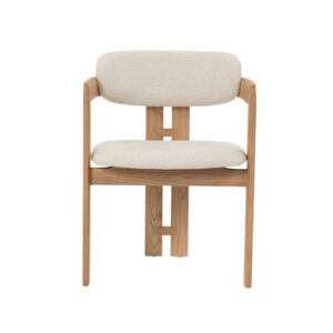 Chaise 'Camille' Frêne Naturel Tissu Ote Milan Beige Monté (2/boîte)